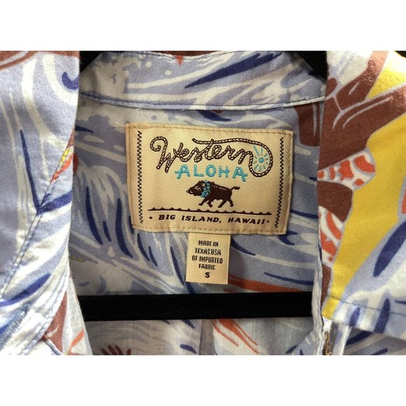 Western Aloha Women’s Hawaiian Cowboy Shirt SS Pullover Small Wahine Surfer - Picture 4 of 6